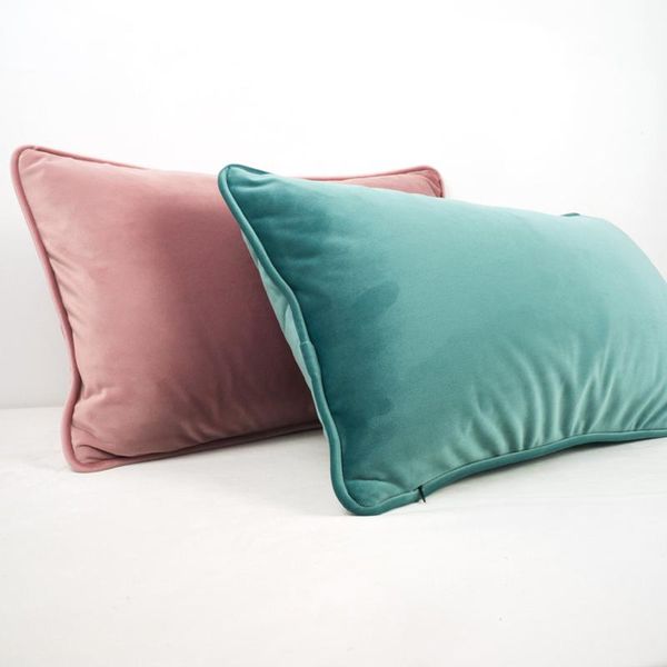 

cushion/decorative pillow piping design flesh pink blue thickened velvet cushion cover sofa bed case no balling-up home decor without stuffi