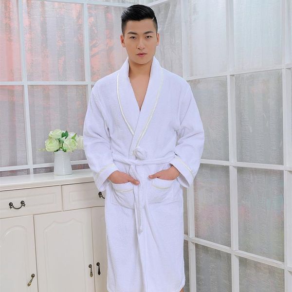 

men's sleepwear winter cotton terry bath robe lovers towel bathrobe men women el nightgown plus size male home dressing gown, Black;brown