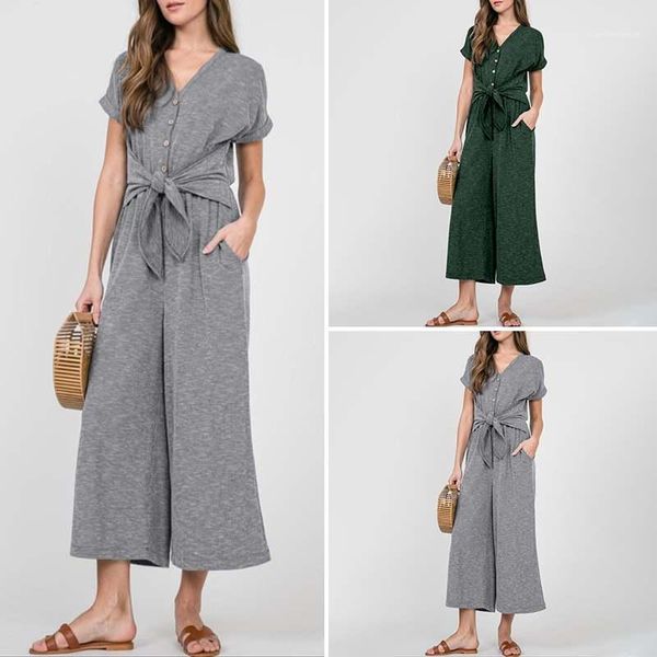 

women's jumpsuits & rompers women vintage long celmia 2021 summer v-neck short sleeve elegant casual loose plus size overalls1, Black;white