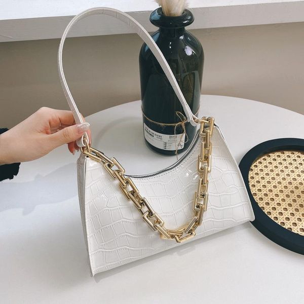 

evening bags fashion crocodile pattern women's bag pu leather shoulder luxury designer texture buckle handbags for women 2021