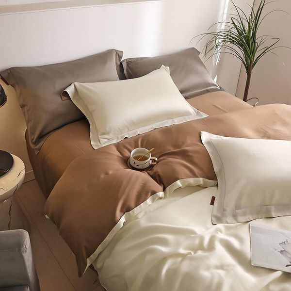 

bedding sets tencel comforter set luxury bed double side  king size duvet cover spring summer linen 4pcs