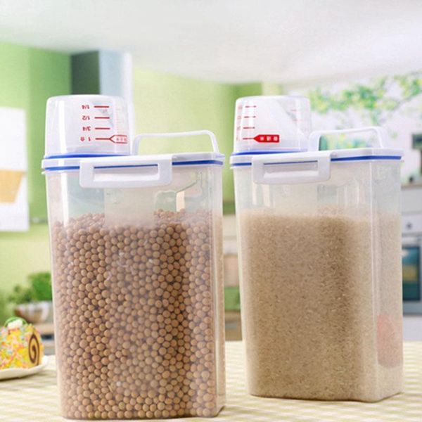 

storage bottles & jars 2kg kitchen collection household washing powder box portable with measuring cup rice bottle laundry