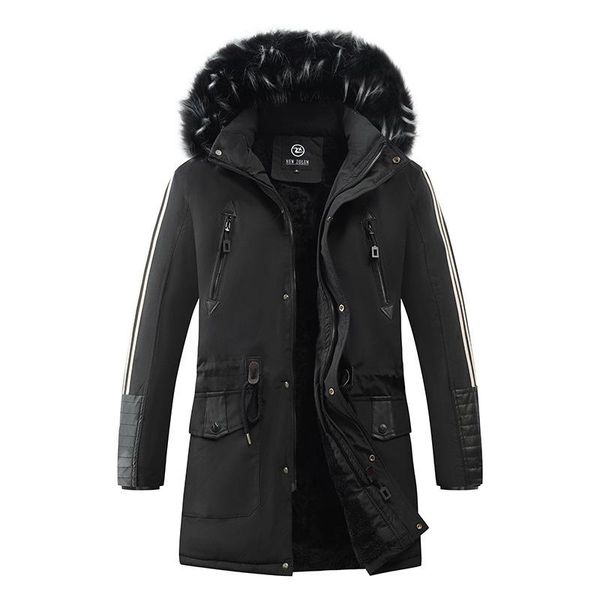 

men's jackets winter plush thickened cotton clothes hooded waist drawstring zipper decorative, Black;brown