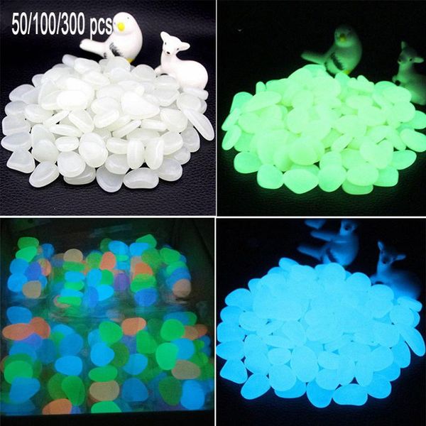 

50/100/300pcs glow in the dark garden pebbles for walkways garden decoration glow pebbles plants aquarium luminous stones