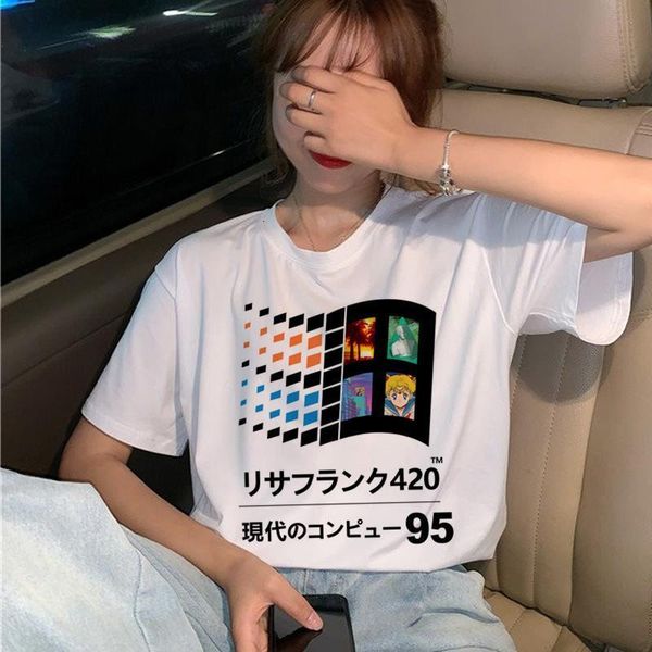 

vaporwave fashion t shirt women grunge aesthetic harajuku ullzang t-shirt 90s graphic hip hop girl tshirt summer tees female, White