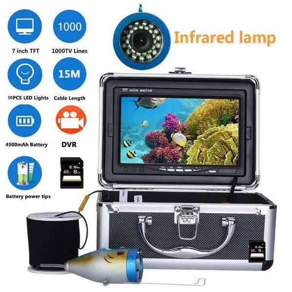 

gamwater hd 15m 30m 1000tvl underwater fishing camera video recorder dvr 7" inch infrared ir led lights camera fishing