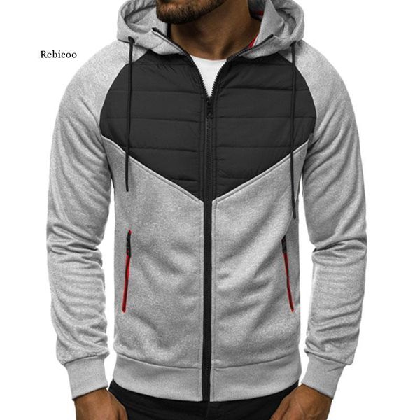 

men's hoodies & sweatshirts mens casual slim zipper hooded sweatshirt men full sleeve patchwork oversized hoodie cardigan, Black