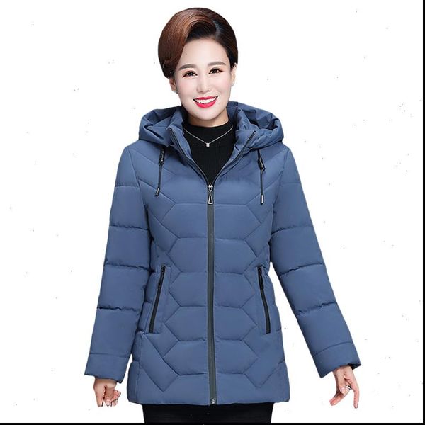 

plus size 5xl middle aged women winter short jacket 2021 hooded cotton coat women thick mother winter jacket women parka, Black