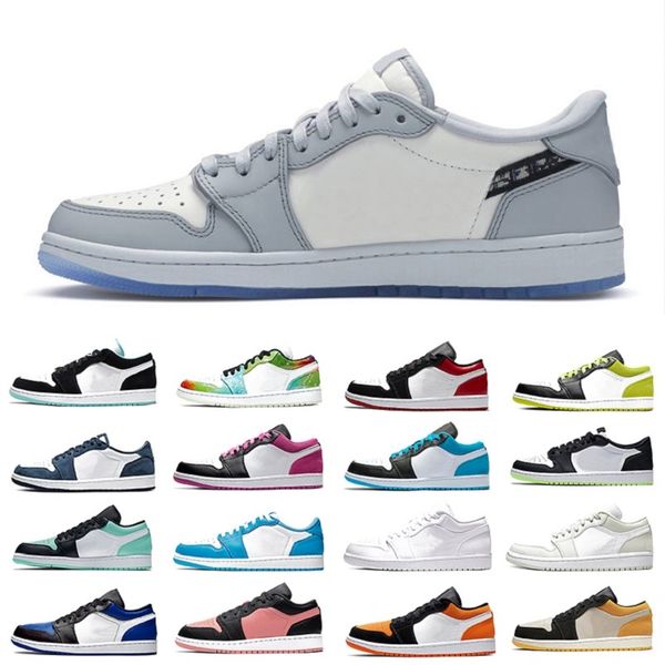 

new arrival jumpman 1 low cut mens basketball shoes royal bred chicago toe paris obsidian unc 1s men women trainers sports sneakers 36-45