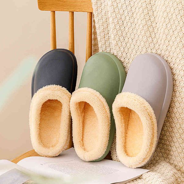 

winter cotton slippers female lovely home indoor male plush couple, Black