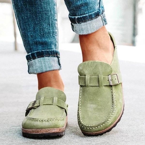 

slippers woman fashion casual flat spring women female buckle solid ladies comfortable footwear women's beach shoes plus size, Black