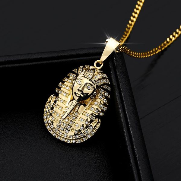 

pendant necklaces men hip hop necklace stainless steel chain egyptian pharaoh head punk jewelry accessories, Silver