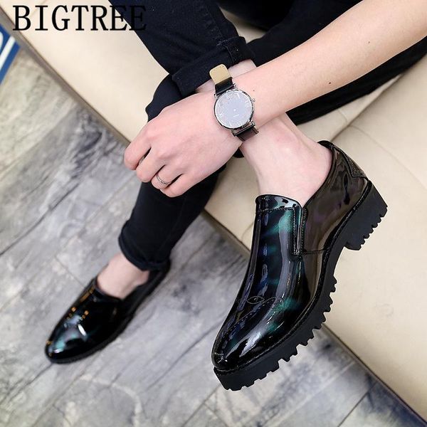 

dress shoes patent leather for men coiffeur brogue formal elegant luxury italian brand chaussure homme bona, Black
