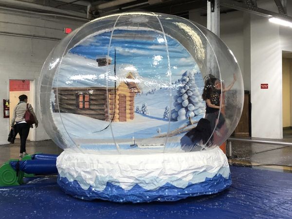 Globo de neve inflável de 3M de diâmetro com ventilador para decoração de Natal produto cabine fotográfica com cúpula transparente