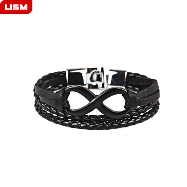 

charm bracelets multilayer bracelet men casual fashion braided leather for wood bead punk rock jewelry, Golden;silver