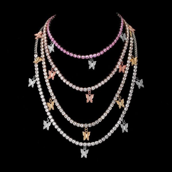 

chokers iced out zircon butterfly choker necklaces for women bling crystal pendant necklace goth collares female jewelry christmas gifts, Golden;silver