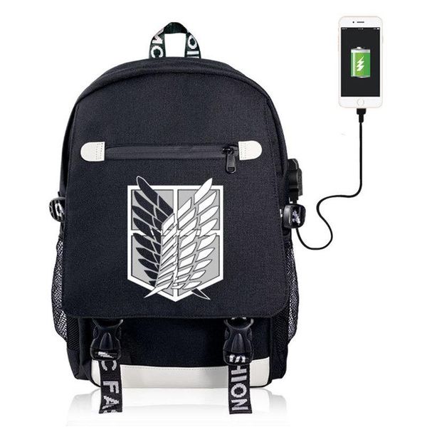 

backpack 2021 attack on titan usb teenagers men women's school bags lapcanvas cartoon mochilas
