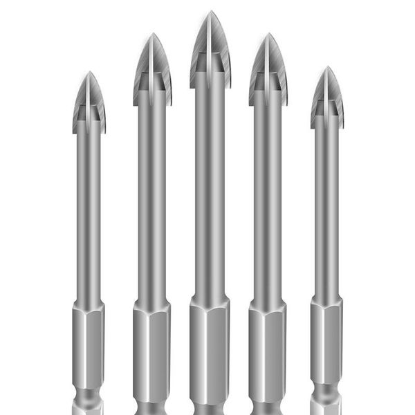 

professional drill bits 5pcs glass bit set alloy carbide point with 4 cutting edges tile & cross spear head