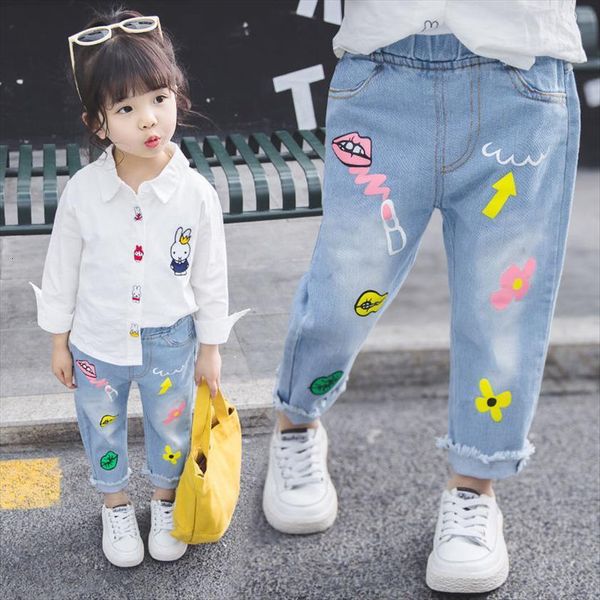 

spring autumn summer kids clothing casual jeans pants, childrens baby girls denim pants 3 12 years, Blue