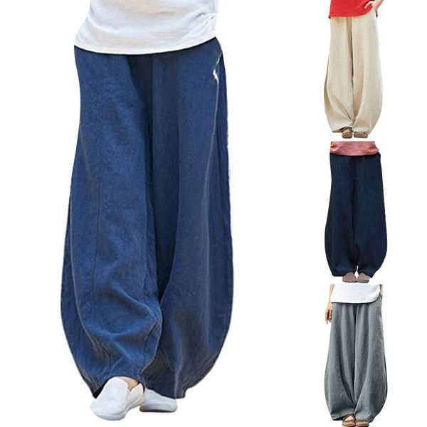 

women's pants & capris womens plus size wide leg maxi long elastic waist summer trousers female soft joggers sports, Black;white
