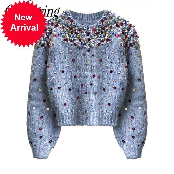 

getspring sweater sequins patchwork pullovers vintage casual sweaters women 2021 new fashion knit, White;black