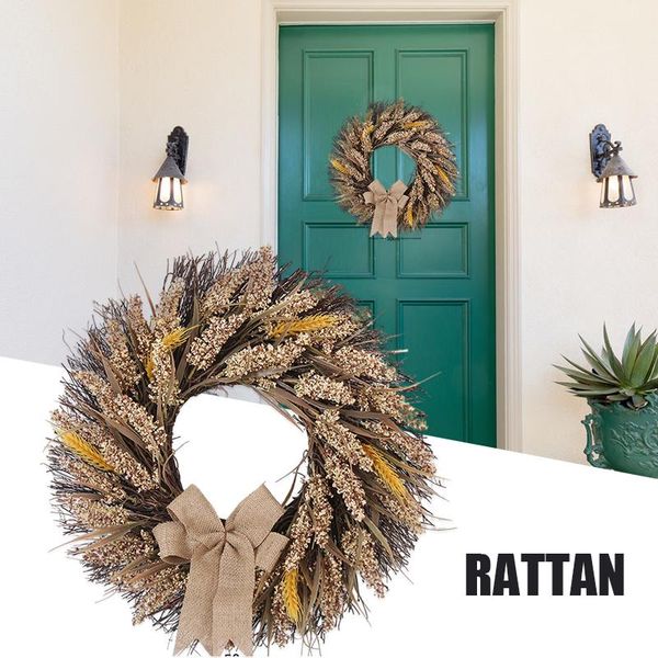 

decorative flowers & wreaths 1pcs autumn theme door wreath harvest wheat ear grain garland manmade wedding wall farmhouse thanksgiving home