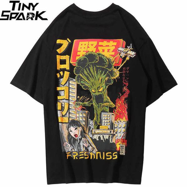 

men hip hop t shirt japanese harajuku cartoon monster t-shirt streetwear summer tees cotton tshirt oversized hiphop q190530, White;black