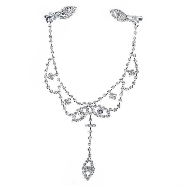 

1 x silver plated rhinestone end chain headband bing new