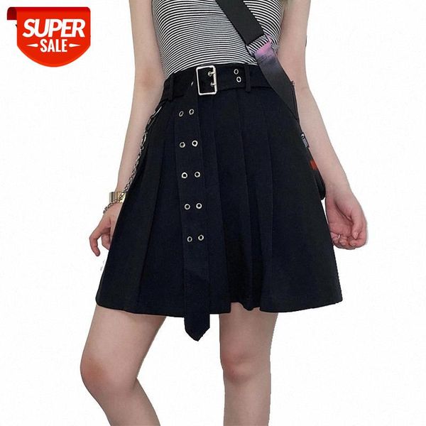 

summer women pleated skirt punk style high waist ladies mini skirts fashion vintage women's short skirts harajuku pleated skirt #2r9q, Black