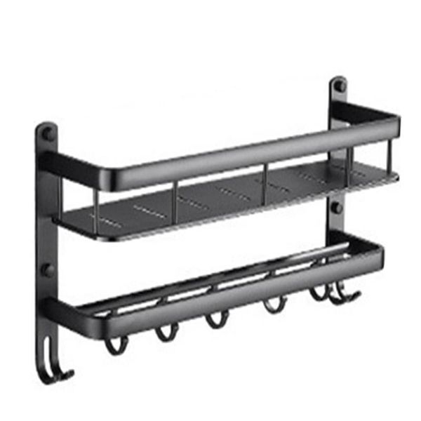 

bathroom storage & organization black shelf aluminum shower caddy corner towel rack with bar hook hair dryer holder