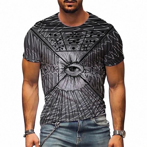 

men's t shirt 3d print graphic eye crew neck daily sports print short sleeve casual classic designer big and tall gray 95g0#, White;black