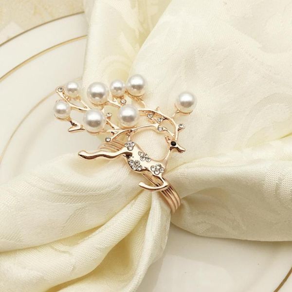 

napkin rings 6pcs holder exquisite reusable alloy rust proof fake pearl for wedding party desk decor christmas decoration