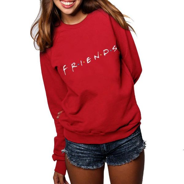 

vintage letter print long sleeve friends tv casual women's sweatshirts winter friends print loose hoodies fashion womens shirts, Black