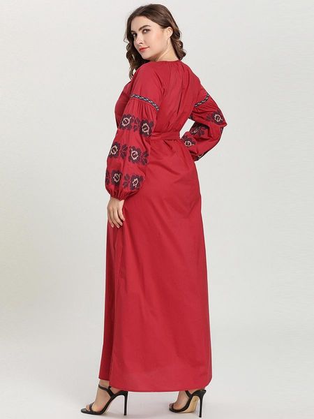 

large size women in red ethnic maxie embroidery of necklace arabic dressed ta9027 frames hu9m, Black;gray