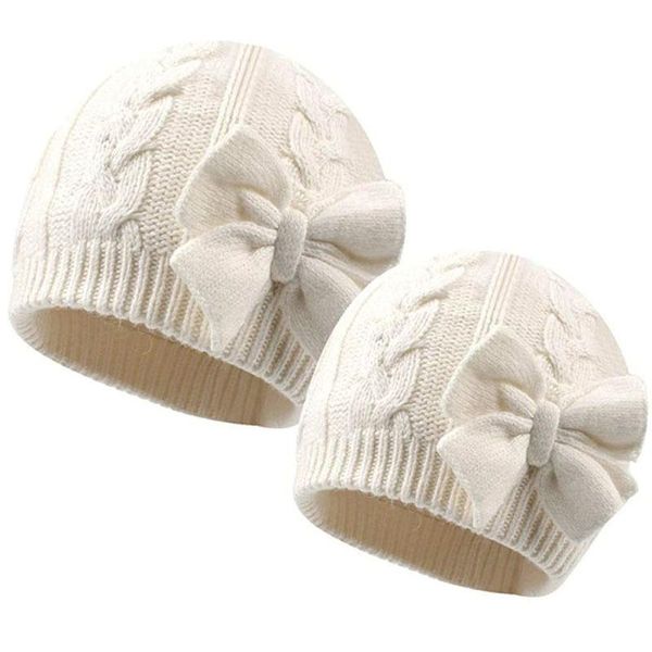 

caps & hats monochrome bowknot knitted hat winter warm double-layer cotton inner baby woolen children's, Yellow