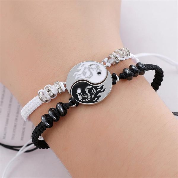 

link, chain exquisite adjustable dragon bracelet for men women zinc alloy punk round coin couple anniversary jewelry accessories gift, Black