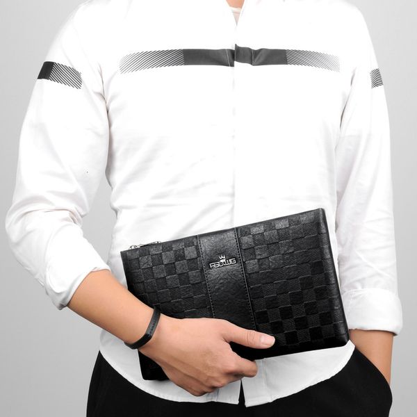 

handbag men's bag embossed business pu large capacity envelope men, Black;red