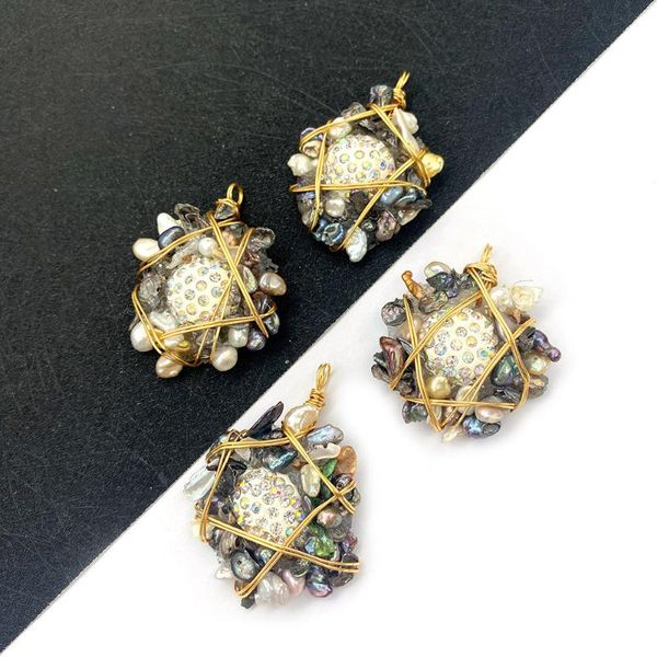 

charms pearl pendant necklace jewelry diamond irregular shaped colorful winding diy making bracelet accessories charm, Bronze;silver