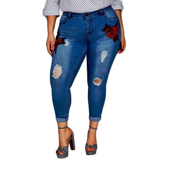 

women's jeans washed ripped women korean high waist trousers skinny denim black blue hollow bleached pencil pants