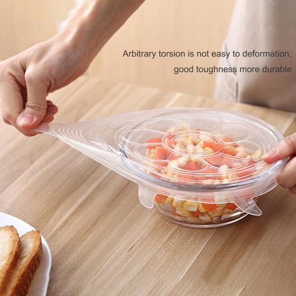 

kitchen storage & organization 6 pieces set of silicone fresh-keeping cover reusable sealed covers for containers accessories without r