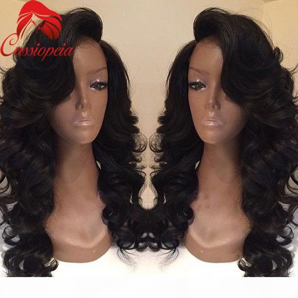

brazilian boby wavy full lace human hair wigs right-side part lace front wigs glueless body wave virgin hair wigs for black women, Black;brown