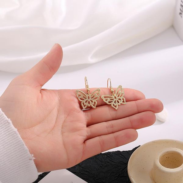 

dangle & chandelier metal hollow butterfly drop earrings for women animal insect geometry piercing earring unique hanging ear jewelry gift, Silver