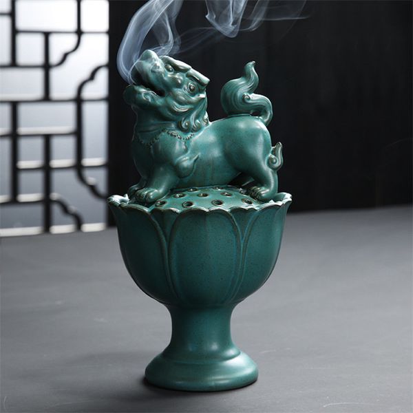 

ceramic zen antique lotus lion coil incense burner household aromatherapy furnace incense holder censer home office decoration