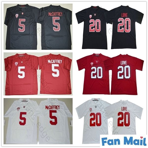

2018 2019 ncaa stanford cardinal #20 bryce love jersey white red home away stitched mens #5 christian mccaffrey college football jerseys, Black