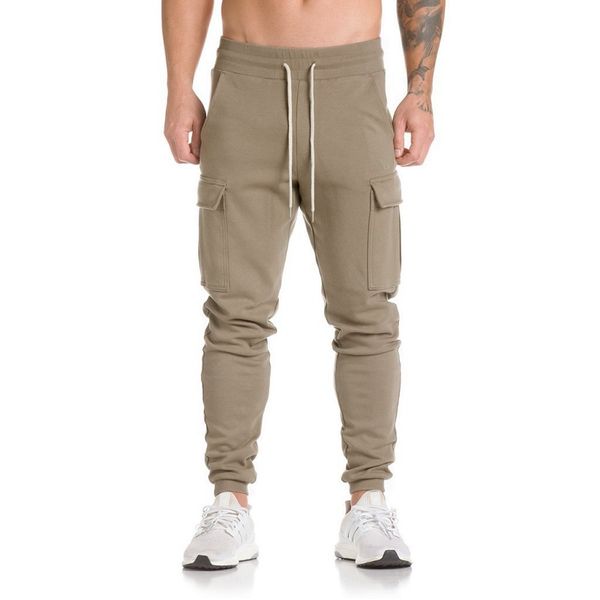 

men's four seasons casual mid-waist loose sweatpants personalized side pockets slim fit pants sweatpants men, Black
