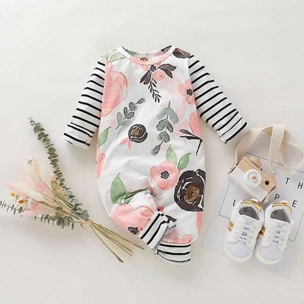 

cute baby girl clothing ready stock newborn girls boys clothes infant 0-24 long sleeve jumpsuit, Blue