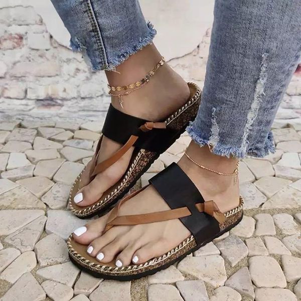 

slippers low rubber flip flops hawaiian fabric fretwork pu hoof heels, Black
