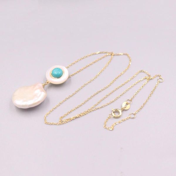 

chains arrival s925 sterling silver lucky o chain with special shaped natural freshwater pearl link necklace 17.7inches woman gift