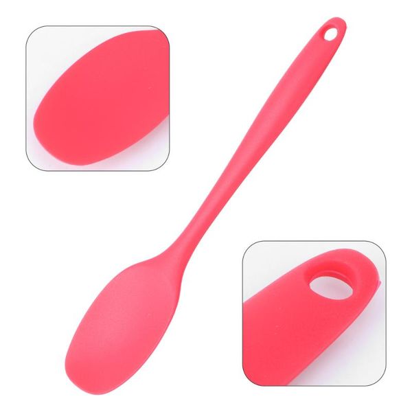 

spoons silicone soup spoon long handle nonstick kids scoop serving (red)