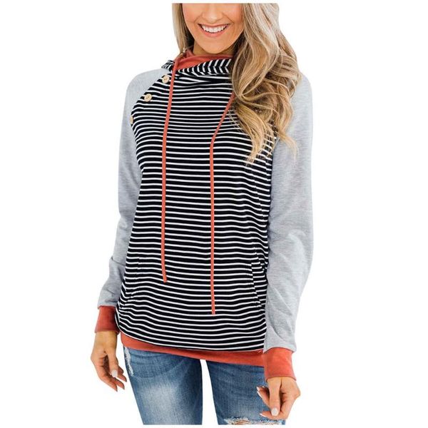 

women's hoodies & sweatshirts hamsgend clothing solid fashion hood stripe splicing long sleeves all season polyester for women hoodie, Black